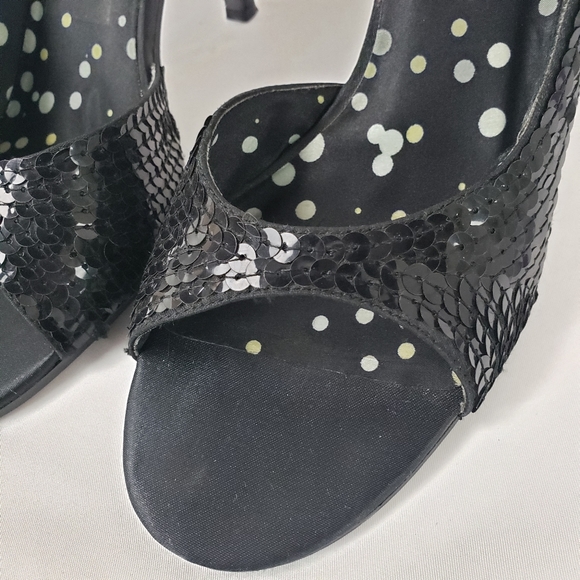 Rampage JULIA Black Sequined Open Toe Heels - Picture 4 of 11